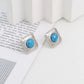 Square Natural Stone Ear Studs [304 Stainless Steel,18K Gold Plated]