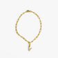 Letter Link Chain Anklet [316L Stainless Steel, 18K Gold Plated]