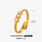 Mix Design Rhinestone Ring [304 Stainless Steel, 18K Gold Plated]