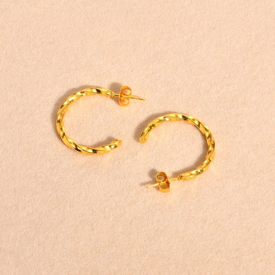 Spiral Stripe Earrings [201 Stainless Steel,18K Gold Plated]