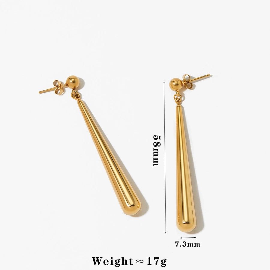 Water Droplets Drop Earrings [304 Stainless Steel,16K Gold Plated]