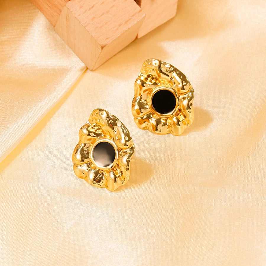 Vintage Style Stone Earrings [304 Stainless Steel,18K Gold Plated]