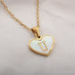 Letter Shell Heart Pendant Necklace [304 Stainless Steel,18K Gold Plated]