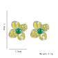 Flower Green Enamel Ear Studs [304 Stainless Steel,18K Gold Plated]