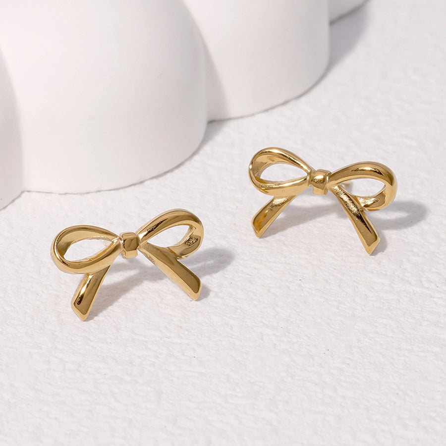 Bow Knot Earrings [304 Stainless Steel,18K Gold Plated]