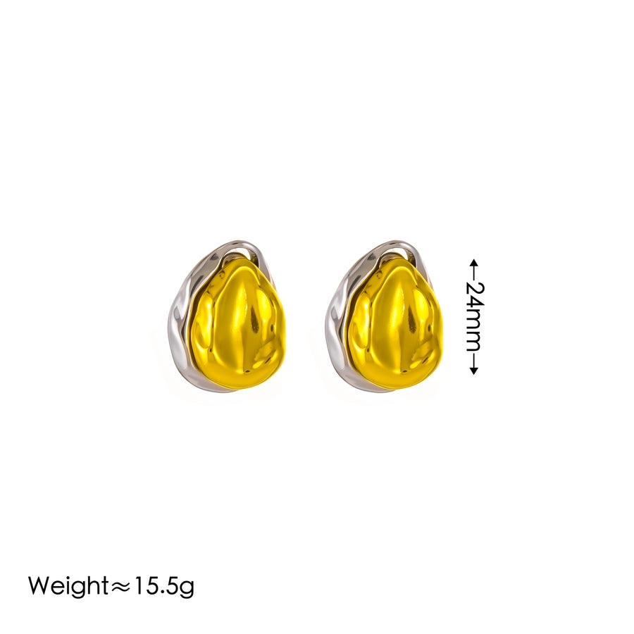 Gold and Silver Contrast Earrings [ Stainless Steel, 18K Gold Plated]