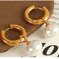 Pearl  Circle Drop Earrings [304 Stainless Steel,18K Gold Plated]