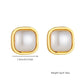 Square Pearl Stud Earrings [304 Stainless Steel, 18K Gold Plated]