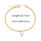 Letter Rope Chain Anklet [201 Stainless Steel, 14K Gold Plated,Copper]