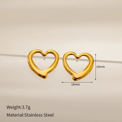 Cute Heart Shape Earrings [304 Stainless Steel,18K Gold Plated]