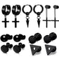 16 paires Boucles d'oreilles en plaquette noire [304 en acier inoxydable]