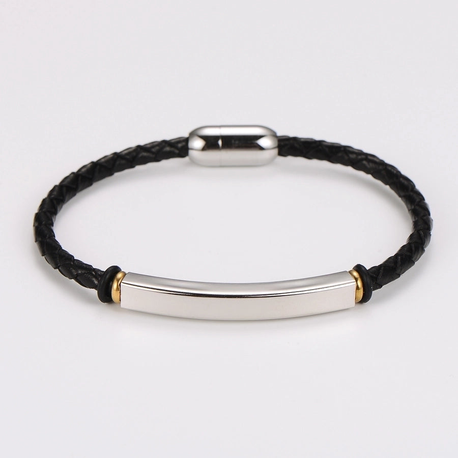 Leather Rope Color Block Bracelet [304 Stainless Steel]