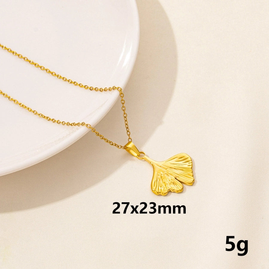 Leaves Pendant Necklace [304 Stainless Steel,18K Gold Plated]