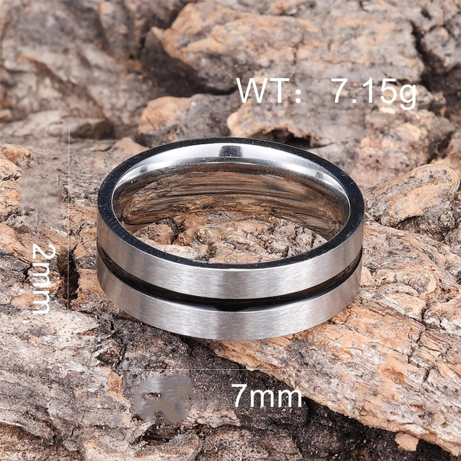 Simple Style Solid Color Stripe Ring [304 Stainless Steel]