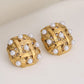 Luxurious Square Grid Rhinestone Earrings [304 Stainless Steel,18K Gold Plated]