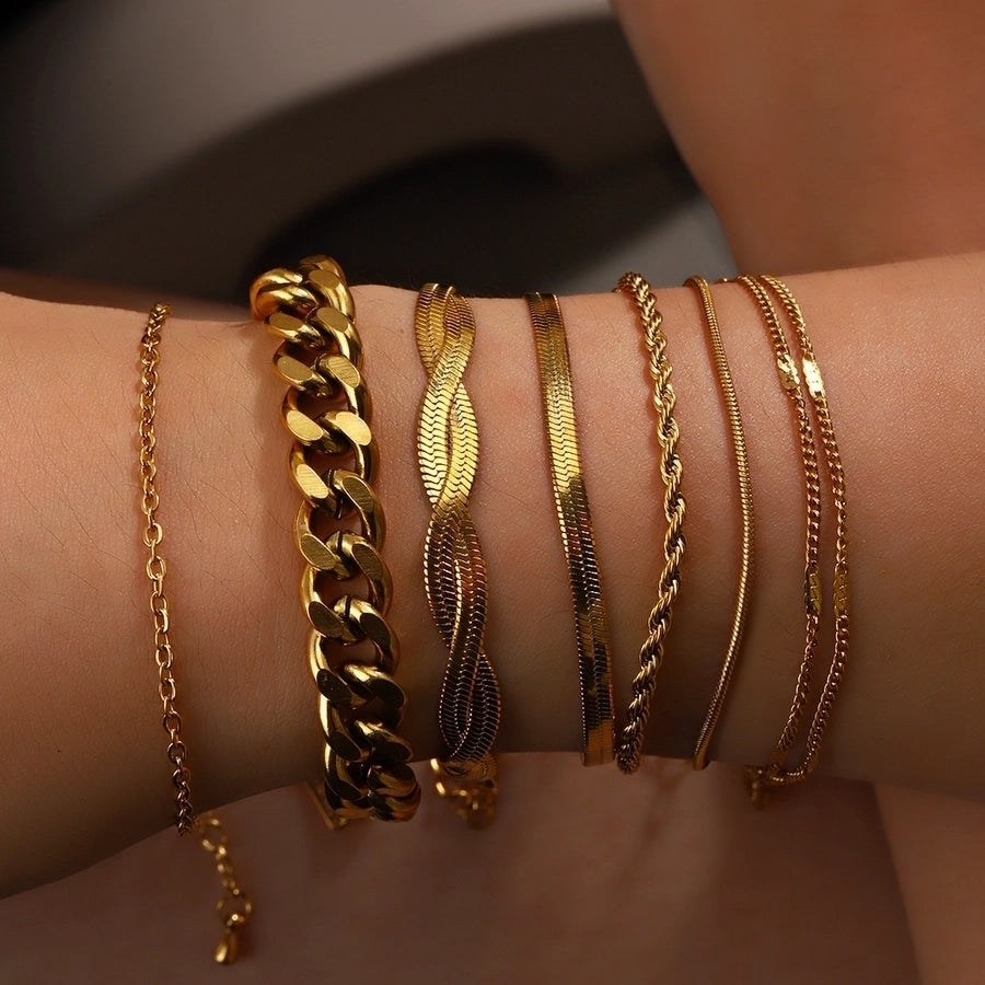 Chain Bracelets [304 Stainless Steel, 18K Gold Plated]