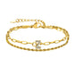 Letter Zircon Bracelets [201 Stainless Steel,Copper,18K Gold Plated]