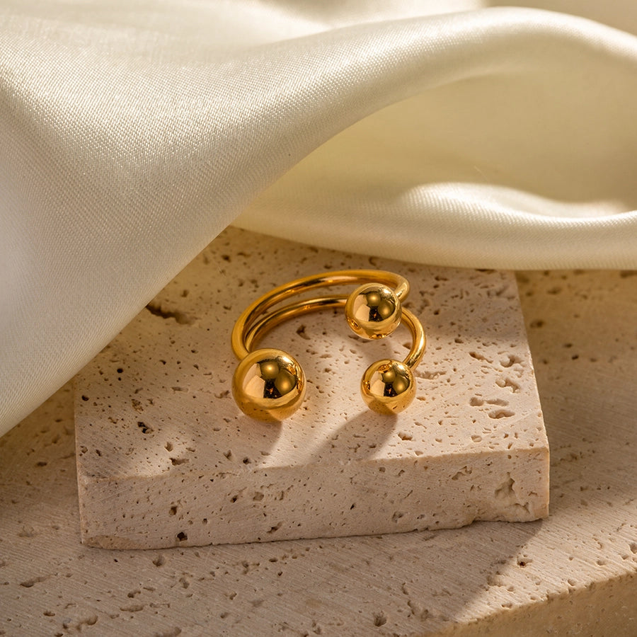 Gold Beads Ring [304 Stainless Steel]