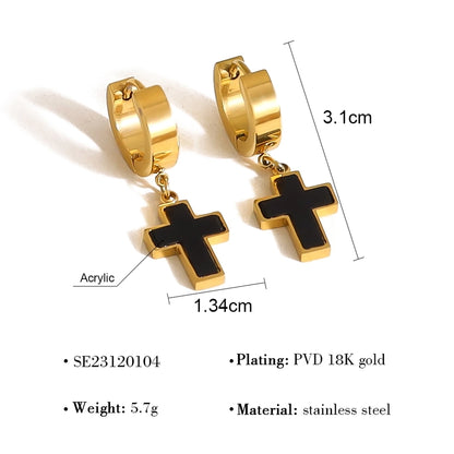 Cross Drop Earrings Earrings [304 Stainless Steel]