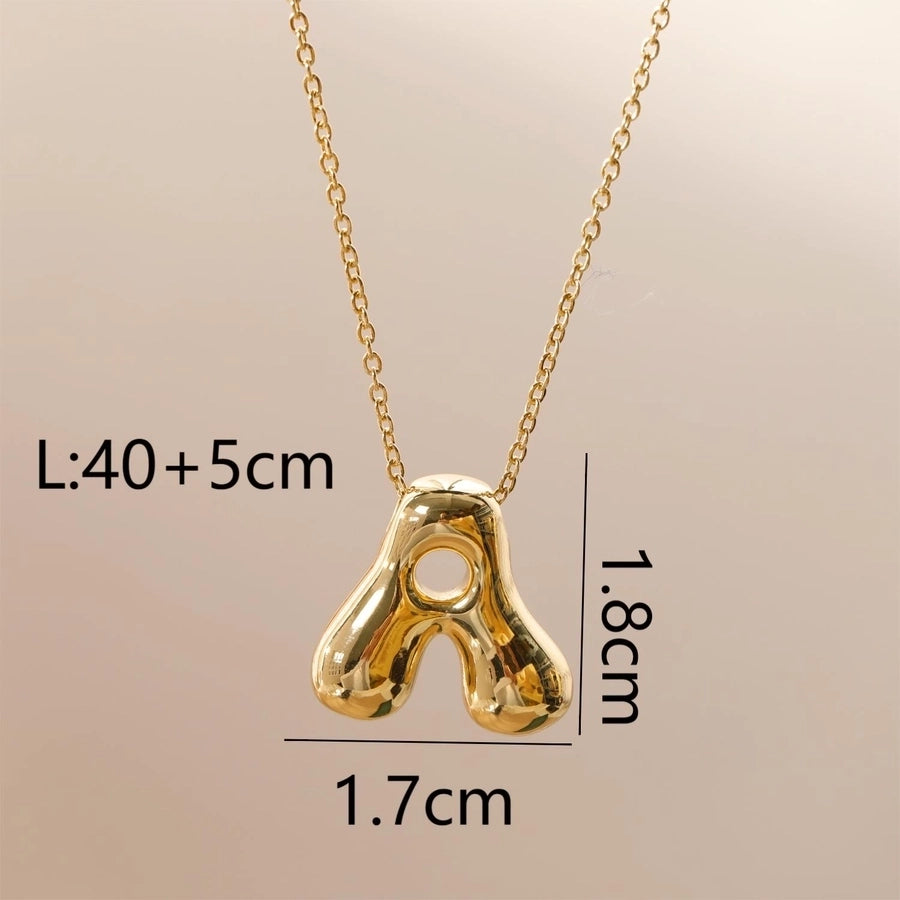 Letter Chain Pendant Necklace [304 Stainless Steel,18K Gold Plated]