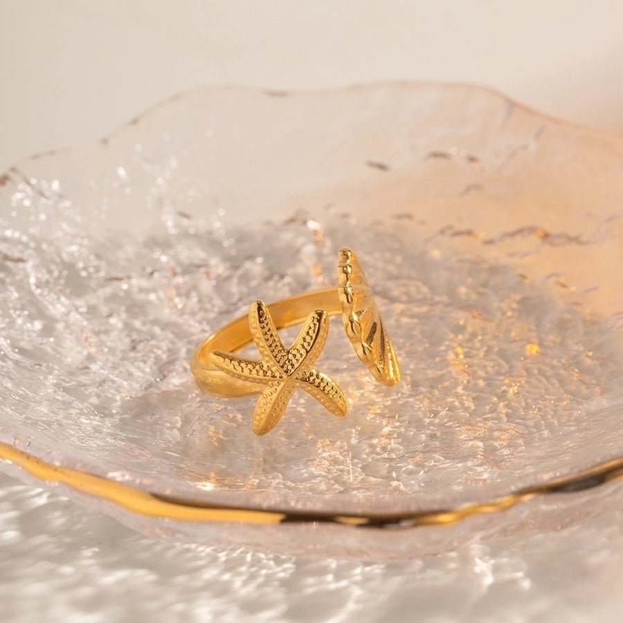 Starfish Shell Open Ring [304 Stainless Steel]