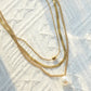 Round Three Layer Necklace  [304 Stainless Steel,14K Gold Plated]