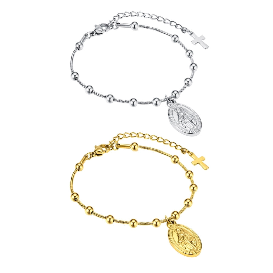 Saint Portrait Bracelet [201 Stainless Steel, 18K Gold Plated]