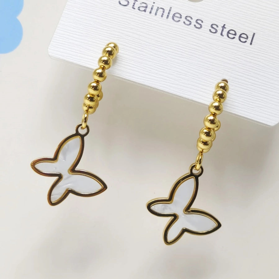 Butterfly Drop Earrings [304 Stainless Steel,18K Gold Plated]