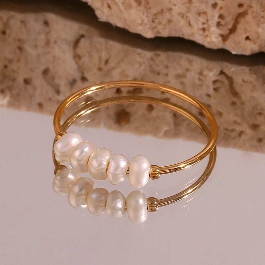 Multiple Pearl Ring [304 Stainless Steel 18K Gold Plated]