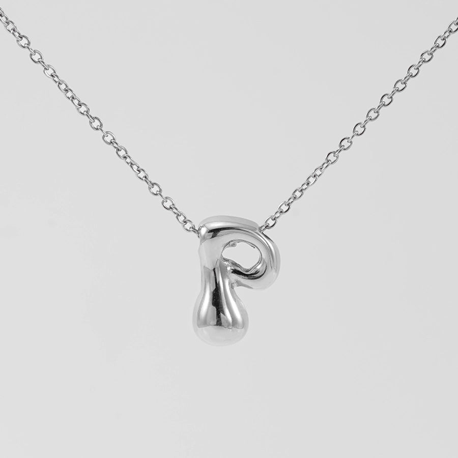 Letter Pendant Necklace [304 Stainless Steel,18K Gold Plated]