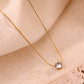 Round Water Droplets Artificial Rhinestones Necklace [304 Stainless Steel,18K Gold Plated]