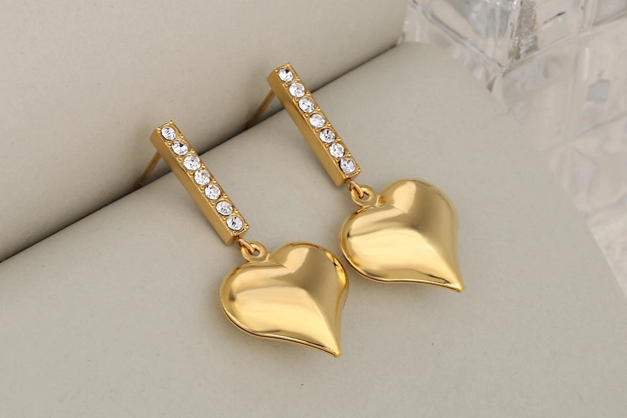 Heart Shape Earrings [304 Stainless Steel,18K Gold Plated]