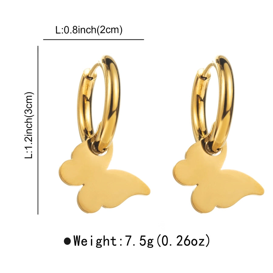 Heart Shape Butterfly Drop Earrings [316 Stainless Steel]