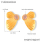 Pink Stone Oval Wings Butterfly Earrings [304 Stainless Steel,18K Gold Plated]