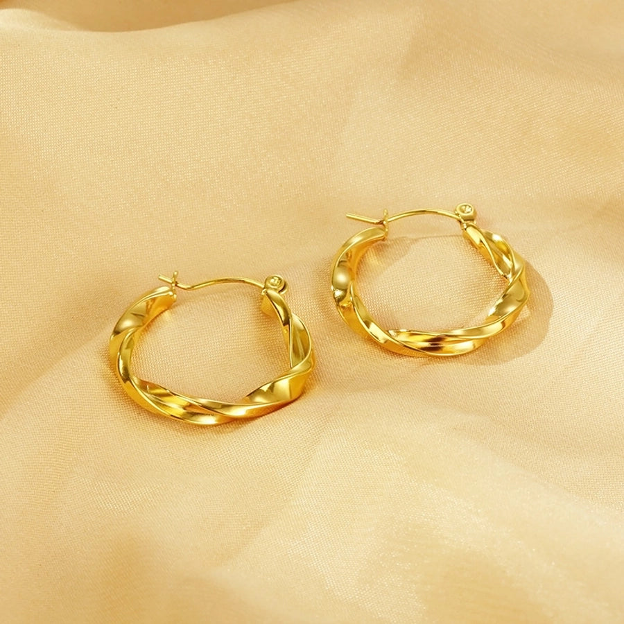 Twisted Hoop Earrings [304 Stainless Steel,18K Gold Plated]