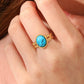 Round Square Turquoise Open Ring [201 Rustfrit stål, 18K guldbelagt]