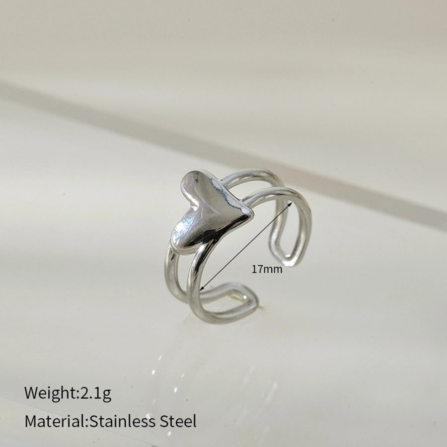 Classic Style Heart Shape Open Ring [304 Stainless Steel]