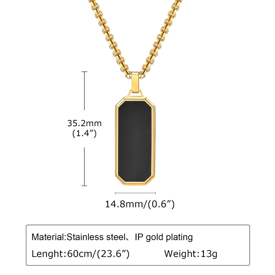 Rectangle Epoxy Necklace [304 Stainless Steel 18K Gold Plated]