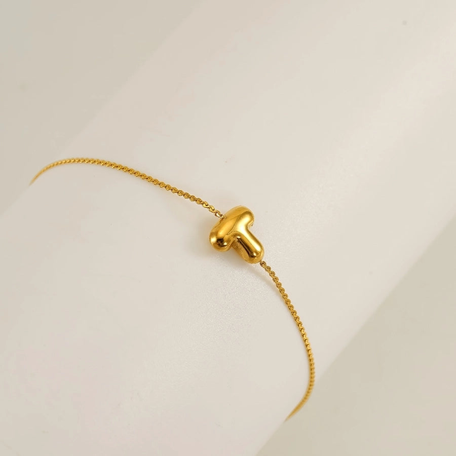 Pulseira de letra de estilo simples [304 aço inoxidável, peito de ouro de 18k]