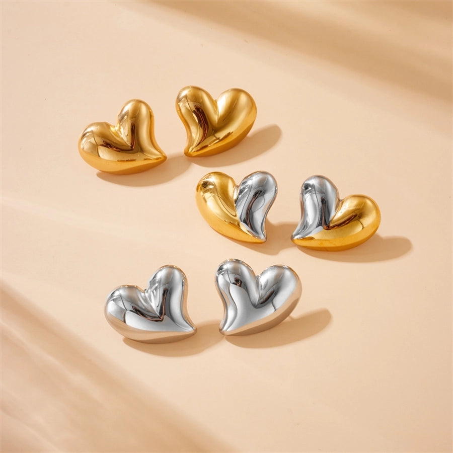 Heart Shape Stud Earrings [304 Stainless Steel]