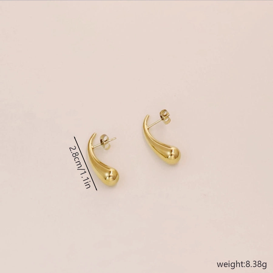 Gold Hook Earrings [304 Stainless Steel,18K Gold Plated]