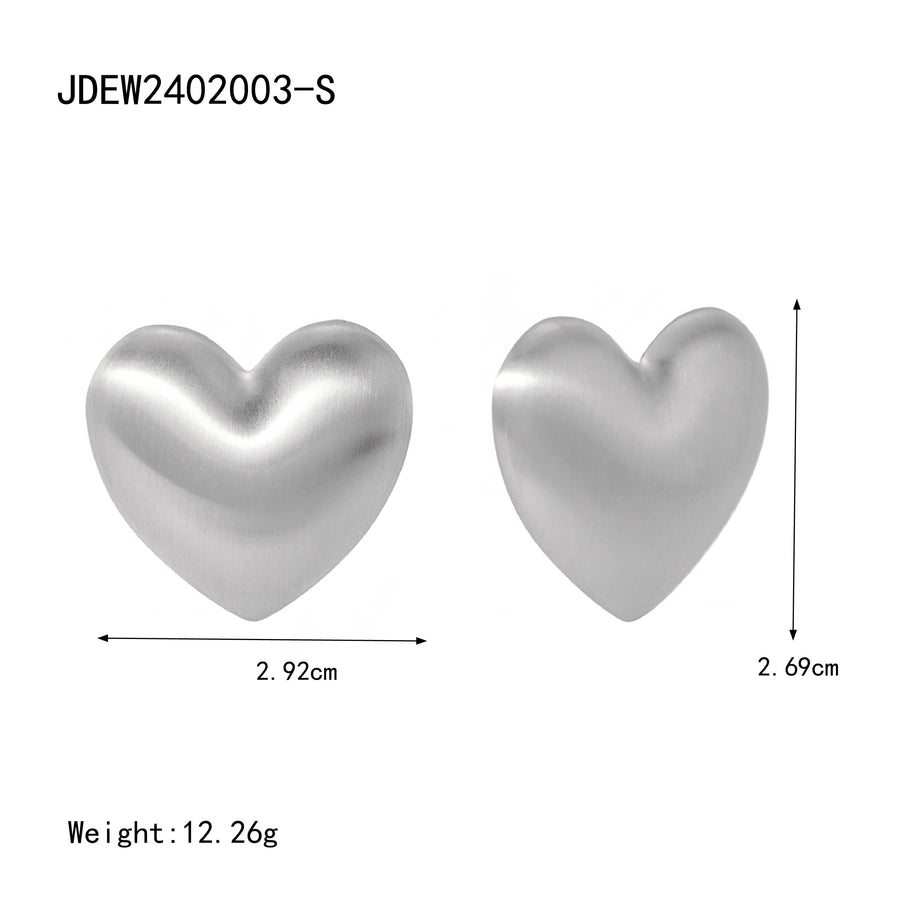 Matte Heart Shape Earrings [304 Stainless Steel,18K Gold Plated]