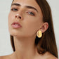 Flat Oval Plating Earrings [304 Stainless Steel,18K Gold Plated]