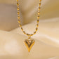 Heart Shape Beaded Necklace [304 Stainless Steel,18K Gold Plated]