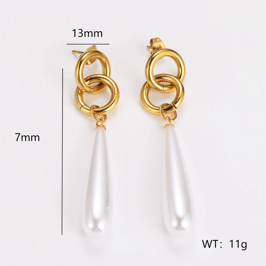 Mix Pearl Drop Earrings [304 από ανοξείδωτο ατσάλι]