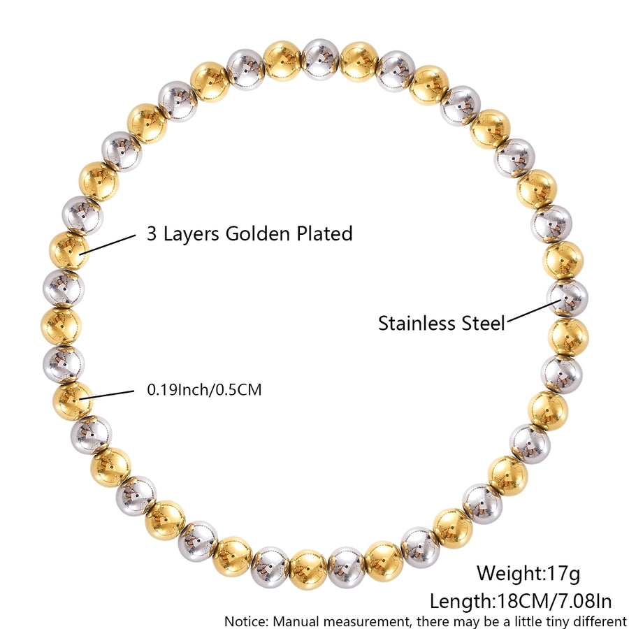 Round Beads Elastic Bracelet [304 Stainless Steel