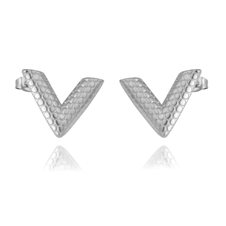 V Letter Earrings [304 Stainless Steel,18K Gold Plated]