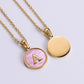 Pink Shell Letter Necklaces [304 Stainless Steel,18K Gold Plated]