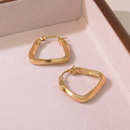 Triagle Hoop Earrings [304 Stainless Steel,18K Gold Plated]