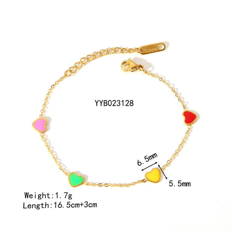 Heart  Enamel Plating Bracelet/Necklace [201,304 Stainless Steel,18K Gold Plated]